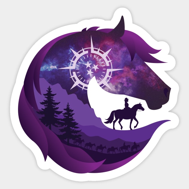 Horse Head Trail Riding Silhouette • Galaxy Sticker by FalconArt